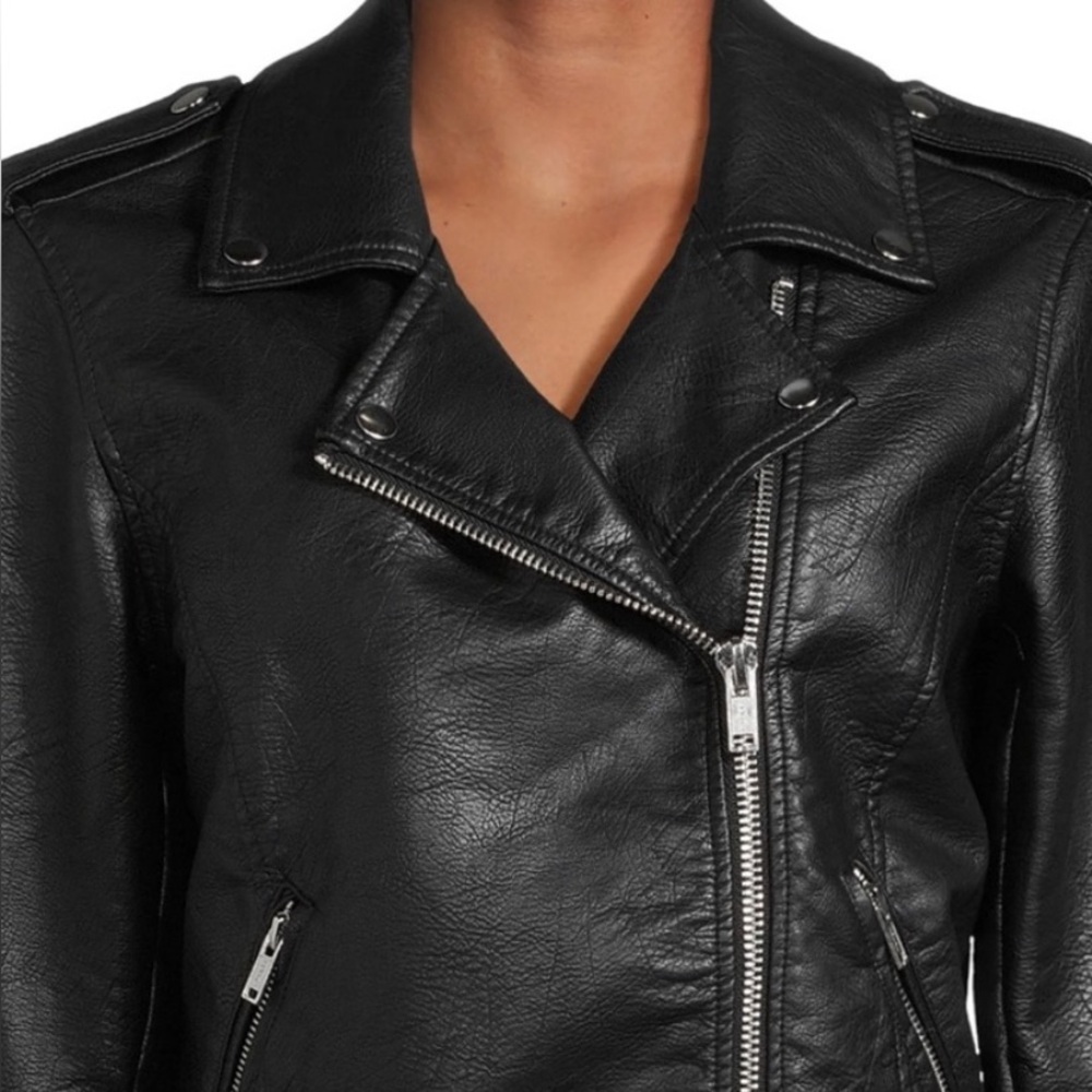 Black Faux Leather Moto Jacket Junior Large (11-13) - Picture 2 of 7